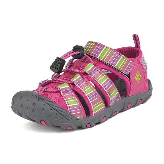 Dream Pairs Unisex Boys Girls Closed-Toe Outdoor Summer Sport Athletic Sandals Toddler/Little Kid/Big Kid 181105K FUCHSIA/MULTI/GREY Size 4