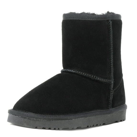Dream Pairs Winter Snow Boots Kids Boys Girls Toddler Sheepskin Fur Warm Boots Shoes Toddler Warm Shoes Outdoor Winter Shorty-K Black Size 4