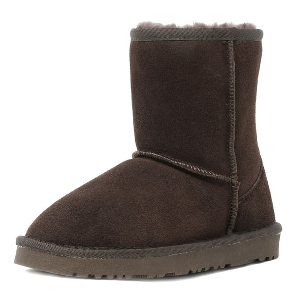Dream Pairs Winter Snow Boots Kids Boys Girls Toddler Sheepskin Fur Warm Boots Shoes Toddler Warm Shoes Outdoor Winter Shorty-K Brown Size 10