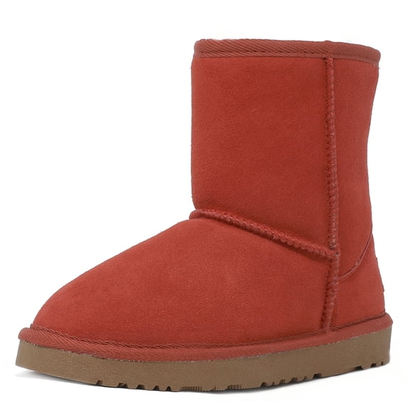 Dream Pairs Winter Snow Boots Kids Boys Girls Toddler Sheepskin Fur Warm Boots Shoes Toddler Warm Shoes Outdoor Winter Shorty-K Red Size 2