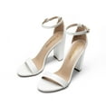 thumbnail image 1 of Dream Pairs Women Ankle Strap Open Toe Chunky High Heel Sandals Wedding Party Heel Shoes WHITE/PU Size 9, 1 of 6