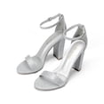thumbnail image 1 of Dream Pairs Women Ankle Strap Open Toe Chunky High Heel Sandals Wedding Party Heel Shoes SILVER/GLITTER Size 9.5, 1 of 6