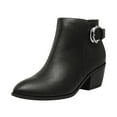 thumbnail image 1 of Dream Pairs Women Chunky Boots Low Heel Almond Toe Side Zipper Ankle Boots Shoes DAB214 BLACK/PU Size 5.5, 1 of 4