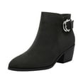 thumbnail image 1 of Dream Pairs Women Chunky Boots Low Heel Almond Toe Side Zipper Ankle Boots Shoes DAB214 BLACK/SUEDE Size 5, 1 of 4