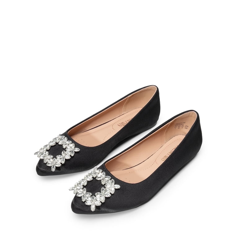 women's black glitter dress shoes Dream Pairs Women Dress Shoes Glitter Rhinestones Shoes Plus Size Black-satin, Women's, Size: 6.5