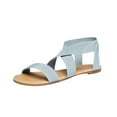 thumbnail image 1 of Dream Pairs Women Elastic Ankle Strap Flats Sandals Summer Casual Street Flats Sandals Elatica-6 Dusty/Blue Size 5, 1 of 5