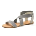 thumbnail image 1 of Dream Pairs Women Elastic Ankle Strap Flats Sandals Summer Casual Street Flats Sandals Elatica-6 Grey Size 7.5, 1 of 5