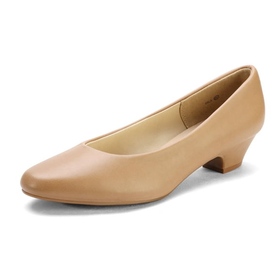 Dream Pairs Women Fashion Heel Pump Shoes Low Chunky Slip On Round Toe Shoes Comfort Pumps for Work Mila