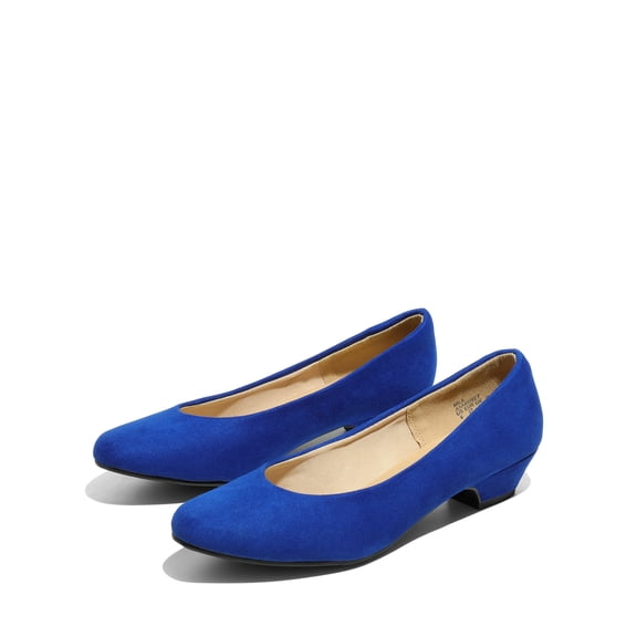 Dream Pairs Women Fashion Heel Pump Shoes Low Chunky Slip On Round Toe Shoes Comfort Pumps for Work