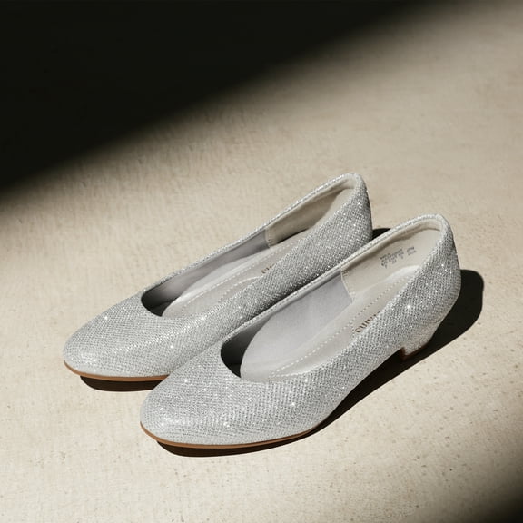 BURUDANI Women Fashion Heel Pump Shoes Low Chunky Slip On Round Toe Shoes Comfort Pumps for Work