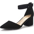 thumbnail image 1 of Dream Pairs Women Fashion Pump Shoes Ankle Strap Pointed Toe Low Chunky Dress Shoes ANNEE BLACK/NUBUCK Size 7.5, 1 of 3