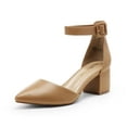 thumbnail image 1 of Dream Pairs Women Fashion Pump Shoes Ankle Strap Pointed Toe Low Chunky Dress Shoes ANNEE NUDE/PU Size 9.5, 1 of 4