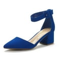 thumbnail image 1 of Dream Pairs Women Fashion Pump Shoes Ankle Strap Pointed Toe Low Chunky Dress Shoes ANNEE ROYAL/BLUE Size 8, 1 of 3