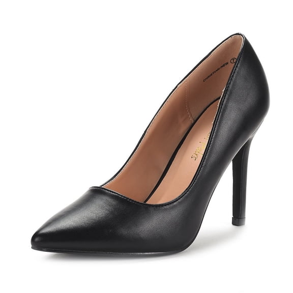 Dream Pairs Women Fashion Pumps Shoes Pointed Toe High Heel Shoes Wedding Party Shoes for Lady Christian-New Black/Pu Size 5