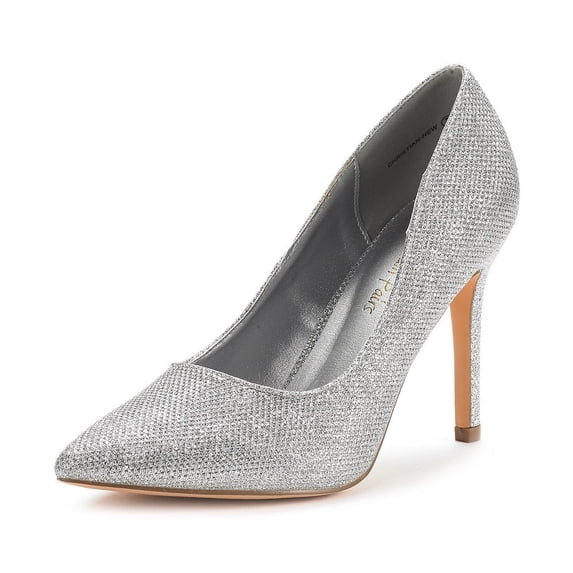 Dream Pairs Women Fashion Pumps Shoes Pointed Toe High Heel Shoes Wedding Party Shoes for Lady Christian-New Silver/Glitter Size 6