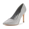 thumbnail image 1 of Dream Pairs Women Fashion Pumps Shoes Pointed Toe High Heel Shoes Wedding Party Shoes for Lady Christian-New Silver/Glitter Size 8.5, 1 of 5