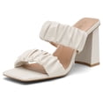 thumbnail image 1 of Dream Pairs Women Fashion Square Toe High Heel Sandals Chunky Slip On Mules Open-Toe Strap Pump Sandals SDHS2209W WHITE Size 12, 1 of 4