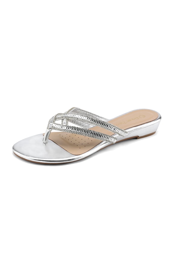 Women's Flip-Flop Slides Flat Sandals Fashion Rhinestones Party Shoes