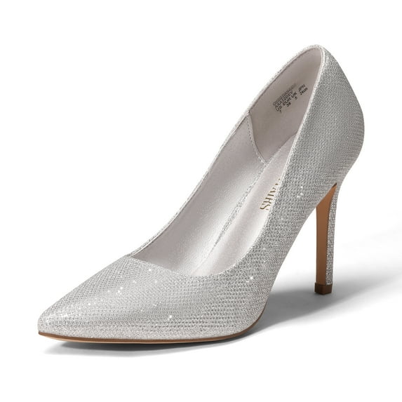 Dream Pairs Women Pointed Toe High Heel Shoes Wedding Party Pumps Shoes SILVER/GLITTER CHRISTIAN-NEW size 9