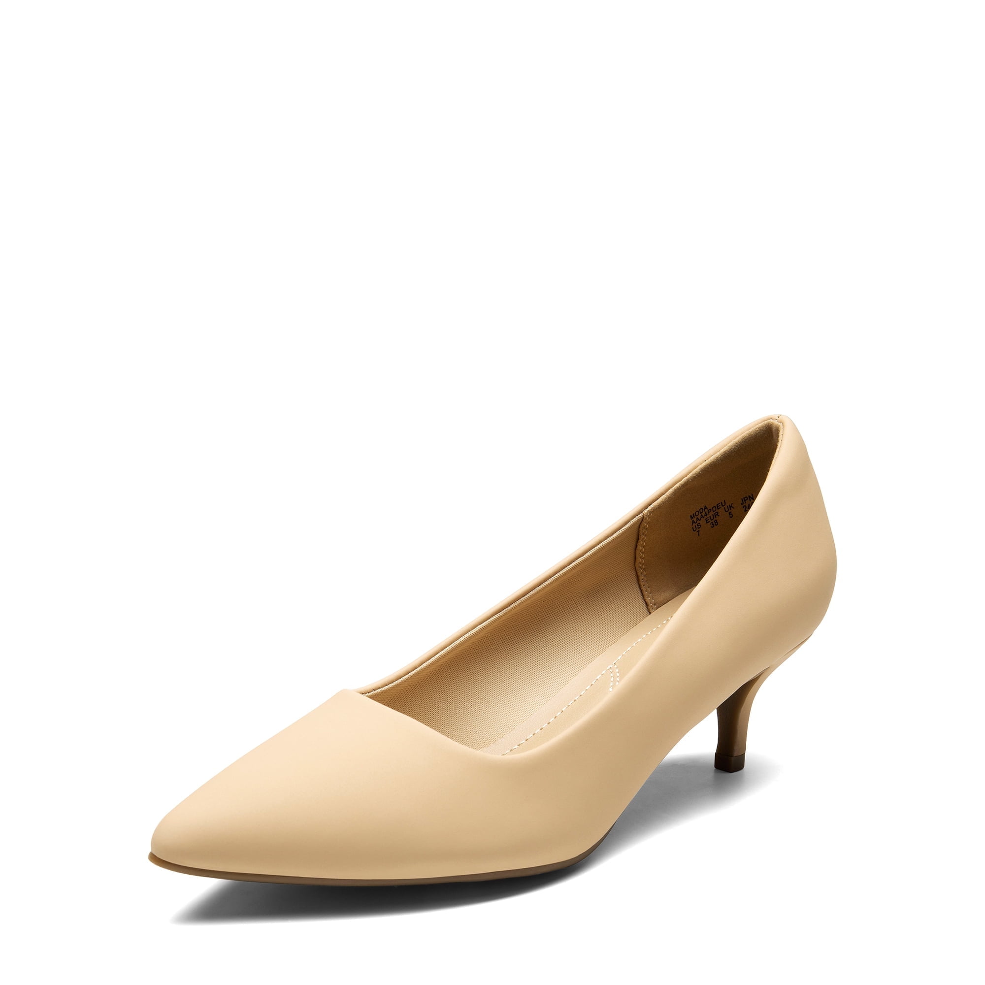 Dream Pairs Women Pump Shoes Pointed Toe Wedding Party Shoes Low Heel Dress Shoes for Work Moda Nude/Nubuck Size 7.5