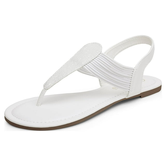Dream Pairs Women Rhinestone Thong Sandals Summer Flat Sandal Ankle Strap Shoes SPPARKLY