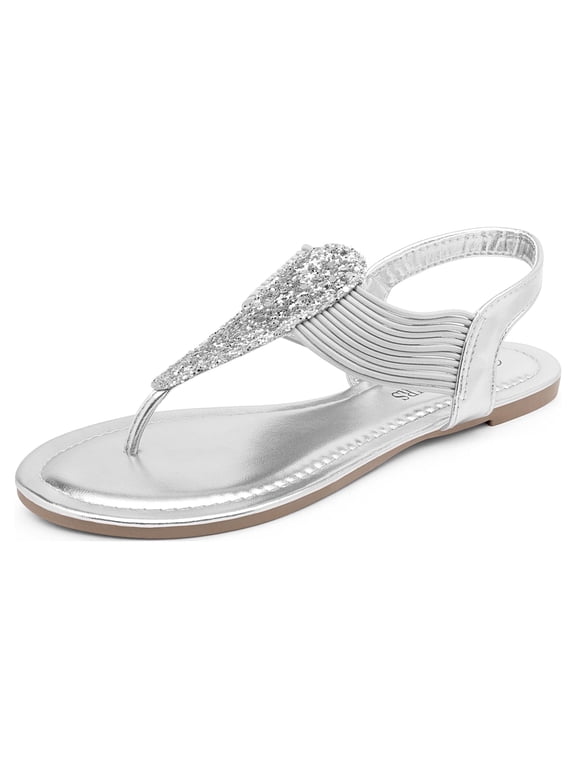 Pairs Women Rhinestone Elastic Strappy String Thong Sandals Ankle Strap Summer Gladiator Flat Sandals