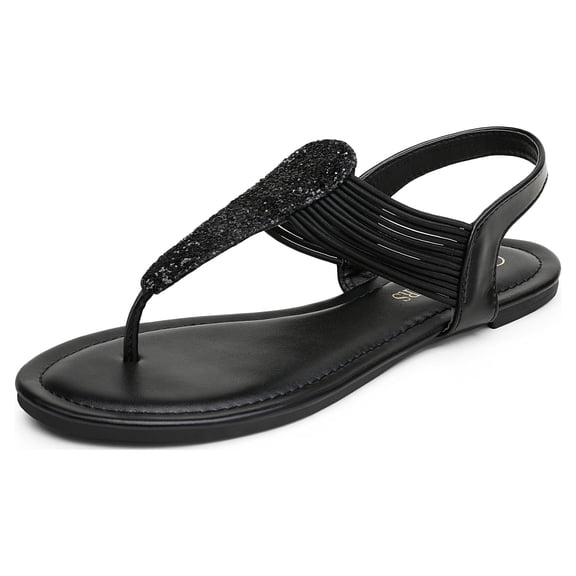 DREAM PAIRS Pairs Women Rhinestone Elastic Strappy String Thong Sandals Ankle Strap Summer Gladiator Flat Sandals