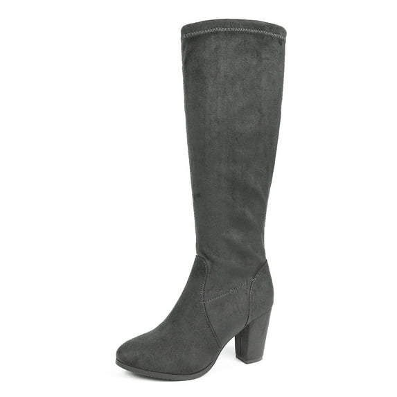 Dream Pairs Women Suede/Pu Classic Chunky Heel Platform Knee High And Up Boots Midleg Grey Size 5