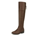 thumbnail image 1 of Dream Pairs Women Suede/Pu Over The Knee Thigh High Low Heel Classic Slouch Boot Lei Brown Size 10.5, 1 of 3