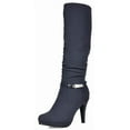 thumbnail image 1 of Dream Pairs Women Suede Zip High Platform Heel Ladies Knee High Calf Leg Boots Sarah Navy Size 5, 1 of 2