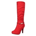 thumbnail image 1 of Dream Pairs Women Suede Zip High Platform Heel Ladies Knee High Calf Leg Boots Sarah Red Size 5, 1 of 3