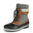 thumbnail image 1 of Dream Pairs Women Waterproof Winter Warm Snow Boots Comfort Outdoor Flat Mid Calf Boots MONTE_01 BLACK/GREY Size 12, 1 of 7