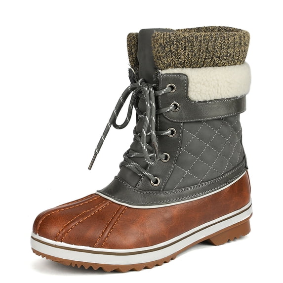 Dream Pairs Women Waterproof Winter Warm Snow Boots Comfort Outdoor Flat Mid Calf Boots MONTE_01 TAN/KHAKI Size 7