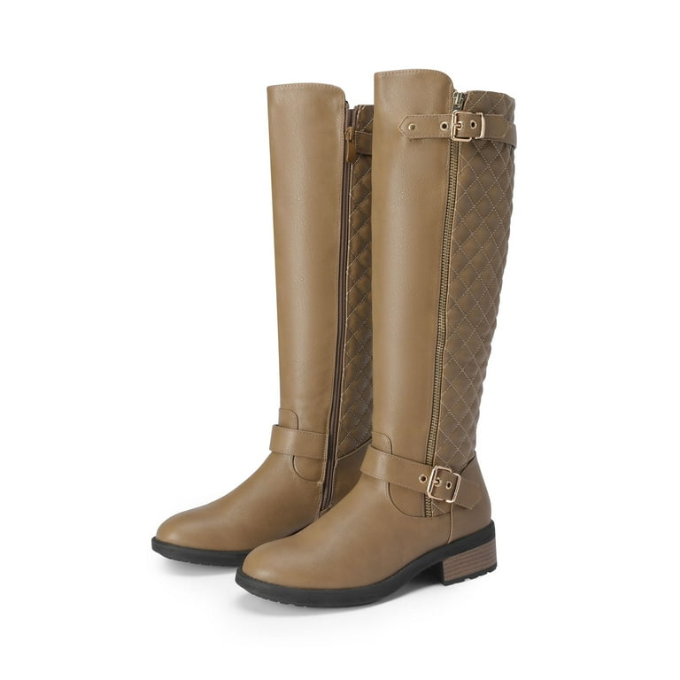 Wide Calf Tan Riding Boots Women BURUDANI Women Wide Calf Low Heel