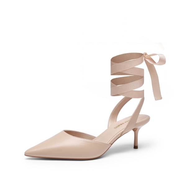 DREAM PAIRS Women's Slingback Kitten Low Heel Closed Toe Ankle Strap Heels Pointed Toe Strappy Pumps Shoes Party Wedding Dress Shoes