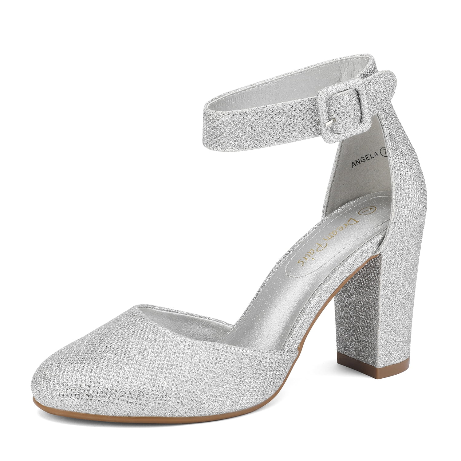 Silver Sparkle Low Dress Heels - Ask Dress Boutique