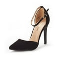 thumbnail image 1 of Dream Pairs Women's Ankle Strap High Heel Pointed Toe Stilettos Wedding Dress Pumps Shoes OPPOINTED_LACEY BLACK/NUBUCK Size 9, 1 of 6