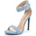 thumbnail image 1 of BURUDANI Women's Ankle Strap Open Toe Stilettos High Heel Sandals Party Dress Blue/Jean Size 11, 1 of 4