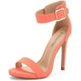 thumbnail image 1 of BURUDANI Women's Ankle Strap Open Toe Stilettos High Heel Sandals Party Dress Coral/Nubuck Size 10, 1 of 4