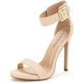 thumbnail image 1 of BURUDANI Women's Ankle Strap Open Toe Stilettos High Heel Sandals Party Dress Nude/Nubuck Size 9, 1 of 4