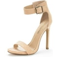 thumbnail image 1 of BURUDANI Women's Ankle Strap Open Toe Stilettos High Heel Sandals Party Dress Nude/Suede Size 7, 1 of 4