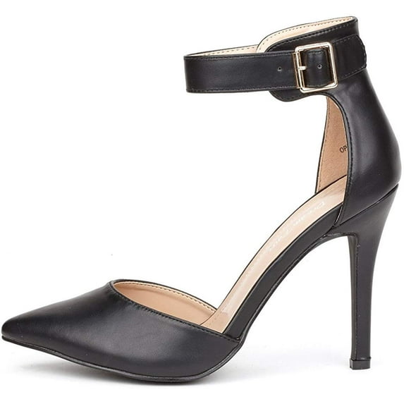 Dream Pairs Women's Ankle Strap Stilettos Pointed Toe High Heel Pumps Shoes OPPOINTED-ANKLE BLACK Size 7