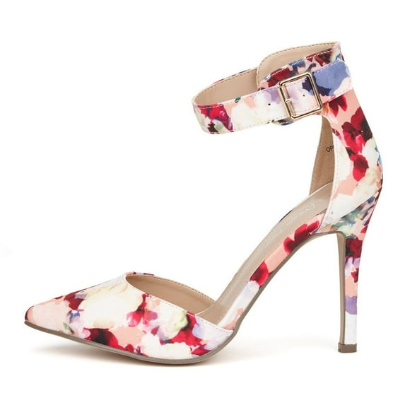 Dream Pairs Women's Ankle Strap Stilettos Pointed Toe High Heel Pumps Shoes OPPOINTED-ANKLE FLORAL Size 5.5