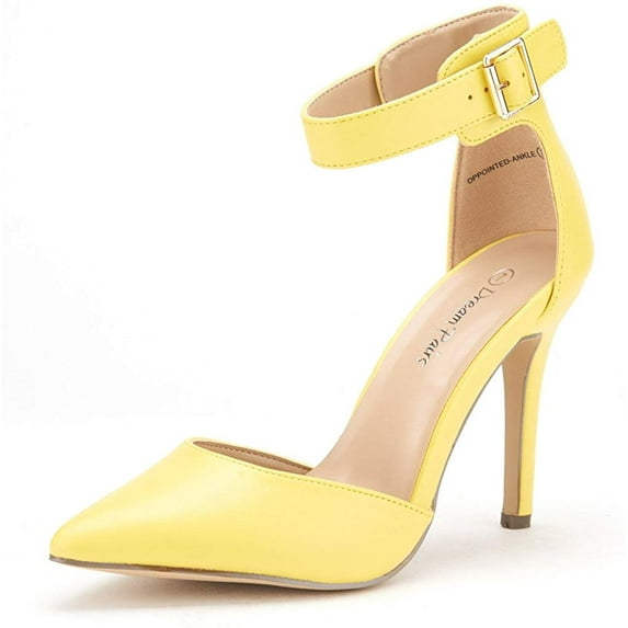 Dream Pairs Women's Ankle Strap Stilettos Pointed Toe High Heel Pumps Shoes OPPOINTED-ANKLE YELLOW Size 10