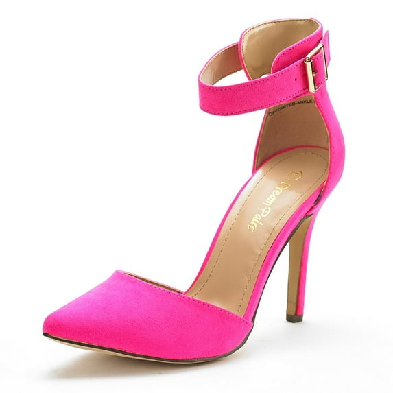 Dream Pairs Women's Ankle Strap Stilettos Pointed Toe High Heel Pumps Shoes Oppointed-Ankle Fuchsia Size 10