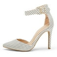 thumbnail image 1 of Dream Pairs Women's Ankle Strap Stilettos Pointed Toe High Heel Pumps Shoes Oppointed-Ankle White/Black/Polka/Dot Size 8.5, 1 of 5