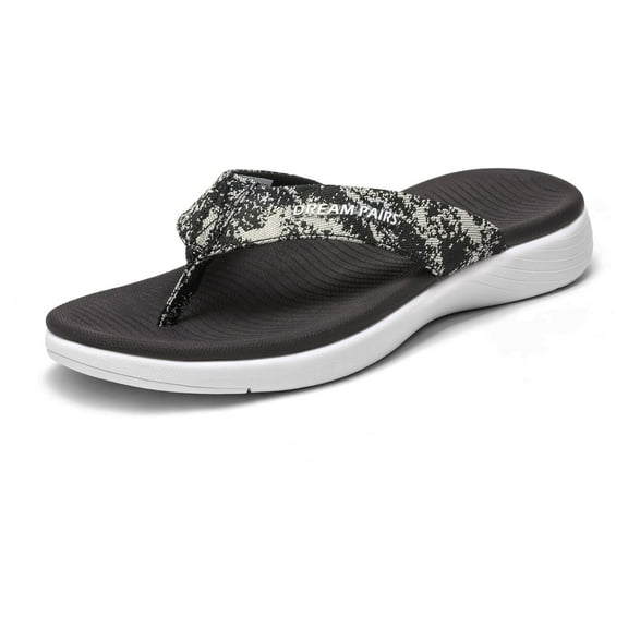 Dream Pairs Women's Arch Support Flip Flops Comfortable Soft Cushion Thong Sandals Casual Indoor Outdoor Walking Beach Summer Shoes SDFF2223W BLACK Size 6