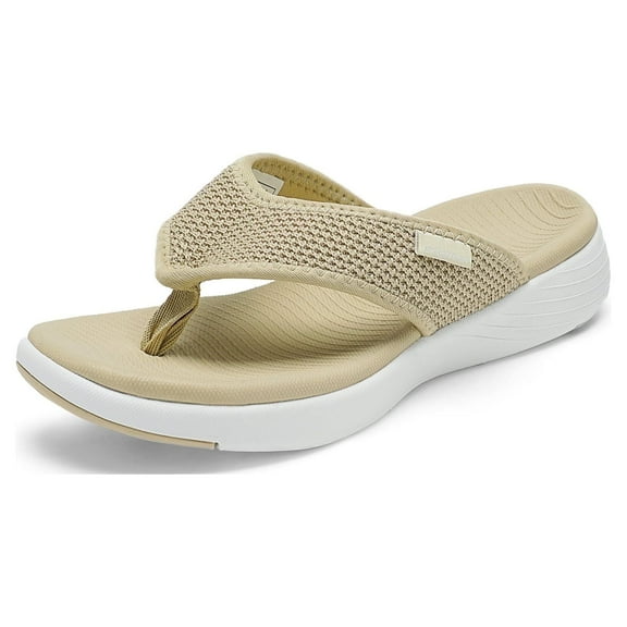 Dream Pairs Women's Arch Support Soft Cushion Flip Flops Thong Sandals Slippers BREEZE-2 BEIGE Size 9