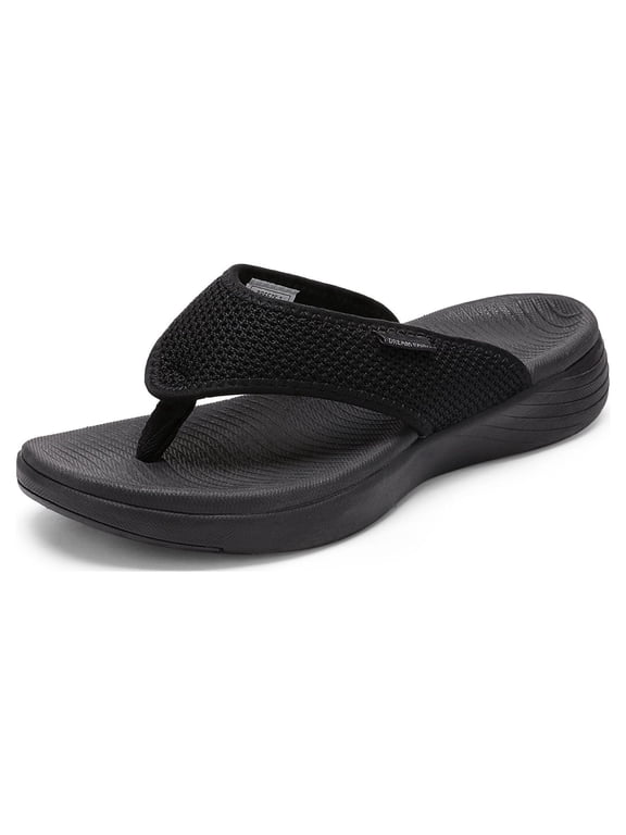 Women's Arch Support Soft Cushion Flip Flops Thong Sandals Slippers Breeze-2 Black, 9