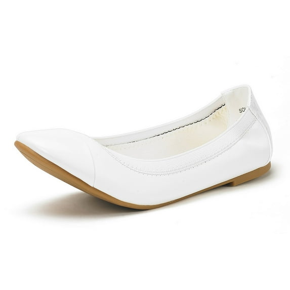 Dream Pairs Women's Ballerina Ballet Flats Classic Pointed Toe Slip On Shoes Sole-Flex White Size 9.5